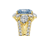Yellow gold Fancy Blue Radiant  Halo Split Shank Diamond Engagement Ring with Prong Setting_25