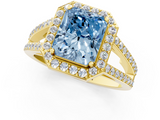 Yellow gold Fancy Blue Radiant  Halo Split Shank Diamond Ring with Four-Prong Setting_33