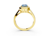 Yellow gold Fancy Blue Radiant  Halo Split Shank Diamond Ring with Four-Prong Setting_35
