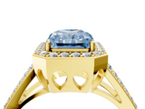 Yellow gold Fancy Blue Radiant  Halo Split Shank Diamond Ring with Four-Prong Setting_36