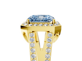 Yellow gold Fancy Blue Radiant  Halo Split Shank Diamond Ring with Four-Prong Setting_37