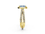 Yellow gold Fancy Blue Radiant  Halo Split Shank Diamond Ring with Pavé Setting_28