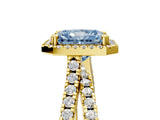 Yellow gold Fancy Blue Radiant  Halo Split Shank Diamond Ring with Pavé Setting_31