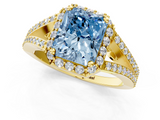 Yellow gold Fancy Blue Radiant  Halo Split Shank Diamond Ring with Prong Setting_21