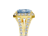 Yellow gold Fancy Blue Radiant  Halo Split Shank Diamond Ring with Prong Setting_25