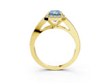 Yellow gold Fancy Blue Radiant  Halo Split Shank Pave Diamond Ring with Four-Prong Setting_52