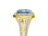 Yellow gold Fancy Blue Radiant  Halo Split Shank Pave Diamond Ring with Four-Prong Setting_54