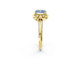 Yellow gold Fancy Blue Radiant  Halo Split Shank Pave Diamond Ring with Petal Prong Setting_25