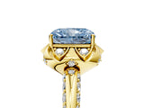 Yellow gold Fancy Blue Radiant  Halo Split Shank Pave Diamond Ring with Petal Prong Setting_28