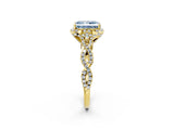 Yellow gold Fancy Blue Radiant  Halo Twist Band Solitaire Ring with Six-Prong Setting_5