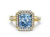 Yellow gold Fancy Blue Radiant  Halo Twist Band Solitaire Ring_20