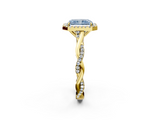 Yellow gold Fancy Blue Radiant  Halo Twist Band Solitaire Ring_22