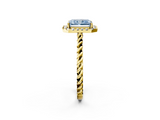 Yellow gold Fancy Blue Radiant  Halo Twisted Band Four-Prong Diamond Ring_22
