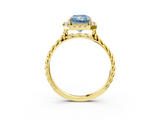 Yellow gold Fancy Blue Radiant  Halo Twisted Band Four-Prong Diamond Ring_23
