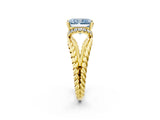 Yellow gold Fancy Blue Radiant  Halo Twisted Band Four-Prong Ring_34