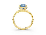 Yellow gold Fancy Blue Radiant  Halo Twisted Band Four-Prong Ring_35