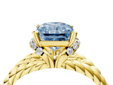 Yellow gold Fancy Blue Radiant  Halo Twisted Band Four-Prong Ring_36