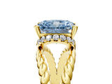 Yellow gold Fancy Blue Radiant  Halo Twisted Band Four-Prong Ring_37