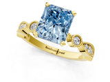 Yellow gold Fancy Blue Radiant  Milgrain Bezel Diamond Engagement Ring with Solitaire Prong Setting_142