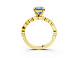 Yellow gold Fancy Blue Radiant  Milgrain Bezel Diamond Engagement Ring with Solitaire Prong Setting_144