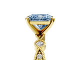 Yellow gold Fancy Blue Radiant  Milgrain Bezel Diamond Engagement Ring with Solitaire Prong Setting_146