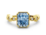 Yellow gold Fancy Blue Radiant  Milgrain Marquise Diamond Twist Band Ring_62