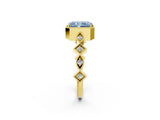 Yellow gold Fancy Blue Radiant  Milgrain Marquise Diamond Twist Band Ring_64