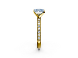Yellow gold Fancy Blue Radiant  Milgrain Pave Diamond Engagement Ring with Four-Prong Setting_132