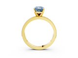 Yellow gold Fancy Blue Radiant  Milgrain Pave Diamond Engagement Ring with Four-Prong Setting_133