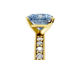 Yellow gold Fancy Blue Radiant  Milgrain Pave Diamond Engagement Ring with Four-Prong Setting_135