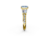 Yellow gold Fancy Blue Radiant  Solitaire Baguette Side Stone Channel Set Engagement Ring_5