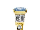 Yellow gold Fancy Blue Radiant  Solitaire Baguette Side Stone Channel Set Engagement Ring_8