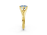 Yellow gold Fancy Blue Radiant  Solitaire Beaded Band Six-Prong Setting_2