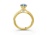 Yellow gold Fancy Blue Radiant  Solitaire Beaded Band Six-Prong Setting_3