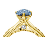 Yellow gold Fancy Blue Radiant  Solitaire Beaded Band Six-Prong Setting_4
