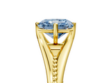 Yellow gold Fancy Blue Radiant  Solitaire Beaded Band Six-Prong Setting_5