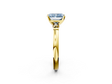Yellow gold Fancy Blue Radiant  Solitaire Beaded Band with Four-Prong Setting_32