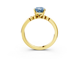 Yellow gold Fancy Blue Radiant  Solitaire Beaded Band with Four-Prong Setting_33