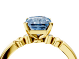 Yellow gold Fancy Blue Radiant  Solitaire Beaded Band with Four-Prong Setting_34