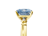 Yellow gold Fancy Blue Radiant  Solitaire Beaded Band with Four-Prong Setting_35