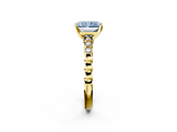 Yellow gold Fancy Blue Radiant  Solitaire Bezel Accent Diamond Engagement Ring with Beaded Band and Four-Prong Setting_26