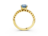 Yellow gold Fancy Blue Radiant  Solitaire Bezel Accent Diamond Engagement Ring with Beaded Band and Four-Prong Setting_27