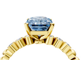 Yellow gold Fancy Blue Radiant  Solitaire Bezel Accent Diamond Engagement Ring with Beaded Band and Four-Prong Setting_28