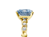 Yellow gold Fancy Blue Radiant  Solitaire Bezel Accent Diamond Engagement Ring with Beaded Band and Four-Prong Setting_29