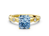 Yellow gold Fancy Blue Radiant  Solitaire Bezel-Set Diamond Ring with Beaded Band and Four-Prong Setting_32