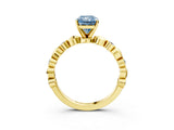 Yellow gold Fancy Blue Radiant  Solitaire Bezel-Set Diamond Ring with Beaded Band and Four-Prong Setting_35