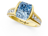 Yellow gold Fancy Blue Radiant  Solitaire Bezel-Set Diamond Ring with Channel-Set Band_38