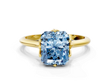 Yellow gold Fancy Blue Radiant  Solitaire Cathedral Diamond Ring with Six-Prong Setting_17