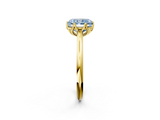 Yellow gold Fancy Blue Radiant  Solitaire Cathedral Diamond Ring with Six-Prong Setting_19
