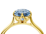 Yellow gold Fancy Blue Radiant  Solitaire Cathedral Diamond Ring with Six-Prong Setting_21